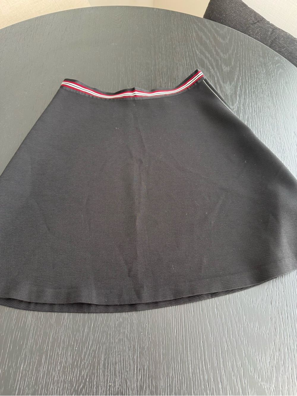Sandro Black A-Line Skirt with Red-Trim Waistband